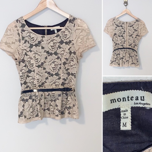 🛍HOST PICK 🛍 - Monteau Beige Lace Ladies Blouse - Medium - Picture 3 of 6